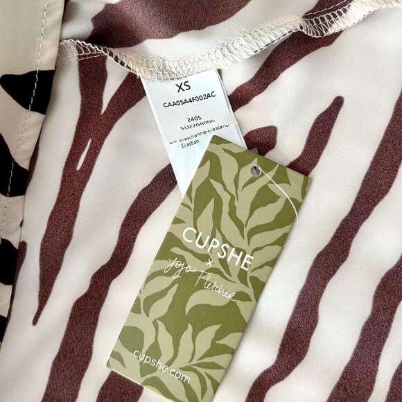 Zebra Print Ruched Satin Hi-Low Dress; NEW, Never Worn - Picture 6 of 8